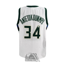 Giannis Antetokounmpo Autographed Milwaukee Custom White Basketball Jersey - JSA