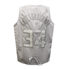 Giannis Antetokounmpo Autographed Milwaukee Custom White on White Basketball Jersey - BAS