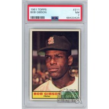 Bob Gibson 1961 Topps Card #211 PSA 7 NM