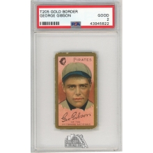 George Gibson 1911 Cycle Cigarettes T205 Gold Border Baseball Card PSA 2 Good