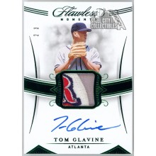 Tom Glavine 2020 Panini Flawless Moments Emerald Patch Autograph Card #FM-TG 2/3