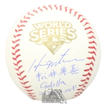 Hideki Matsui Autographed 2009 WS Official MLB Baseball with Multiple Inscriptions - BAS