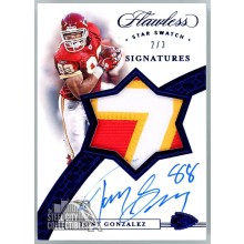 Tony Gonzalez 2020 Panini Flawless Star Swatch Sapphire Patch Autograph Card 2/3