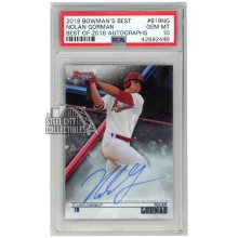 READ Nolan Gorman 2018 Bowman's Best Best of 2018 Autograph Card #B18-NG PSA 10