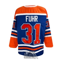 Grant Fuhr Autographed Edmonton Custom Blue Hockey Jersey - JSA
