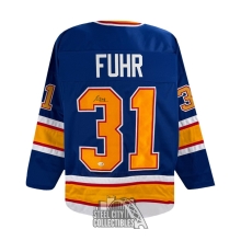 Grant Fuhr Autographed St Louis Custom Blue Hockey Jersey - JSA