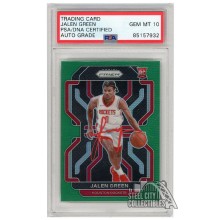 Jalen Green 2021-22 Panini Prizm Green Autograph Rookie Card #306 PSA/DNA 10 (Red)