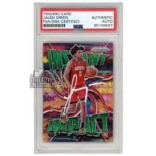 Jalen Green 2021-22 Panini Prizm Instant Impact Green Wave Autograph Rookie Card #25 PSA/DNA (White)