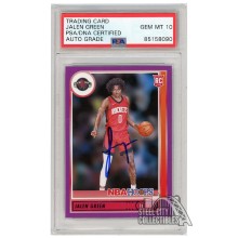 Jalen Green 2021-22 Panini Hoops Purple Autograph Rookie Card #218 PSA/DNA 10