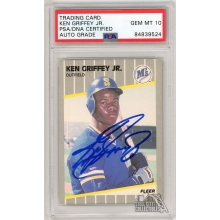 Ken Griffey Jr 1989 Fleer Autograph Rookie Card #548 PSA/DNA 10