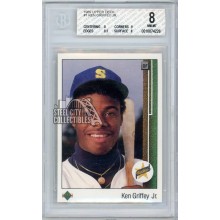 Ken Griffey Jr 1989 Upper Deck Baseball Rookie Card #1 BGS 8