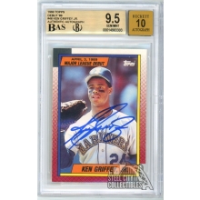 Ken Griffey Jr 1990 Topps Baseball Major League Debut Autograph Card #46 BGS 9.5 BAS 10