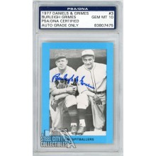 Burleigh Grimes 1977 Daniels & Grimes Last Spitballers Autograph Card #3 PSA/DNA 10