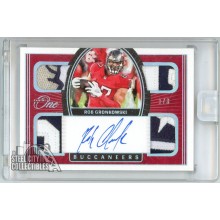 Rob Gronkowski 2021 Panini One Quad Logo Patch Autograph Card #66 1/3