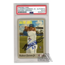 Vladimir Guerrero Jr 2019 Topps Heritage Cloth Stickers Autograph Rookie Card #29 PSA/DNA