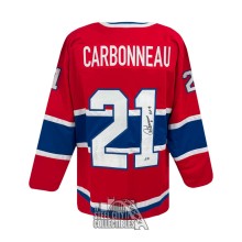 Guy Carbonneau HOF 19 Autographed Montreal Custom Red Hockey Jersey - BAS