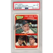 AL Home Run Leaders Killebrew Powell Mantle 1965 Topps Baseball Card #3 PSA 8