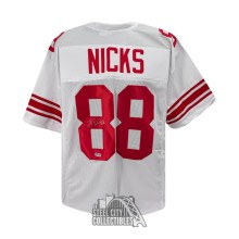 Hakeem Nicks Autographed New York White Custom Football Jersey - BAS