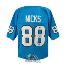 Hakeem Nicks SB XLVI Champ Autographed North Carolina Custom Blue Football Jersey - BAS