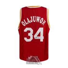 Hakeem Olajuwon Autographed The Dream Custom Red Basketball Jersey - JSA (4 Signed in Middle)