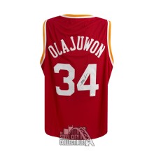 Hakeem Olajuwon Autographed The Dream Custom Red Basketball Jersey - JSA (4 Signed on Side)