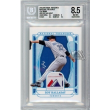 Roy Halladay 2025 Panini National Treasures Majestic Logo Tag Patch Card #MT-RH 1/1 BGS 8.5