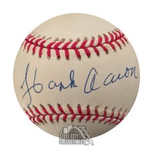 Hank Aaron Autographed Official National League Baseball - PSA/DNA (Blue Pen)
