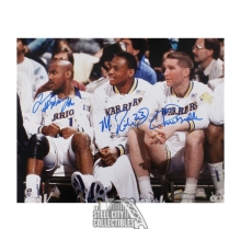 RUN TMC Hardaway, Richmond, Mullin Autographed 16x20 Basketball Photo - BAS (Light Blue Ink)