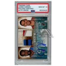James Harden 2009-10 Panini Rookies & Stars Studio Rookies Combos Patch Autograph Card #7 PSA/DNA 10