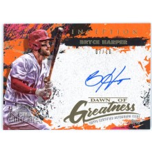 Bryce Harper 2021 Topps Inception Dawn Of Greatness Orange Autograph Card 07/10