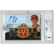 Bryce Harper 2012 Topps Triple Threads Gold Patch Autograph Card #TTAR-271 4/9 BGS 9 AUTO 9 (CRACK)