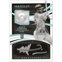 Monte Harrison 2021 Panini Immaculate Monochrome Button Rookie Autograph Card #MJ-MH 1/6