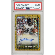 James Harrison 2024 Topps Chrome Gold Geometric Variation Autograph Card #BA-JHA 13/50 PSA 10 (Small Chip)