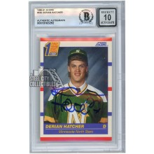 Derian Hatcher 1990-91 Score Rookie Autograph Card #430 BAS 10