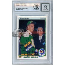 Derian Hatcher 1990-91 Upper Deck Rookie Autograph Card #359 BAS 10