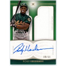 Rickey Henderson 2021 Topps Definitive Green Patch Auto Card #DARC-RHE 08/10