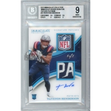 TreVeyon Henderson 2025 Panini Immaculate NFL Shield Rookie Patch Autograph Card #ISPR-THN 1/1 BGS 9