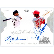 R. Henderson & L. Brock 2020 Panini Flawless Holo Silver Dual Auto Card 09/15