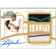 Rickey Henderson 2020 Panini Flawless Greats Holo Gold Dual Patch Auto Card 1/3
