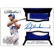 Rickey Henderson 2019 Panini Flawless Greats Sapphire Dual Patch Auto Card 6/7