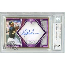 Rickey Henderson 2019 Topps Transcendent Variation Purple Autograph Card #TCVA-RH 7/10 BGS 9