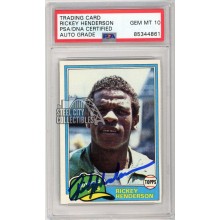 Rickey Henderson 1981 Topps Autograph Card #261 PSA/DNA 10