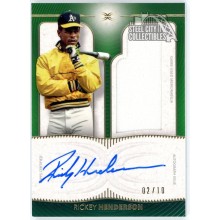 Rickey Henderson 2021 Topps Definitive Green Patch Autograph Card #DARC-RH 02/10
