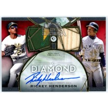 Rickey Henderson 2022 Topps Diamond Icons Red Dual Team Relic Autograph Card 5/5