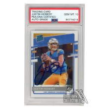 Justin Herbert 2020 Panini Donruss Optic Autograph Rookie Card #153 PSA/DNA 10