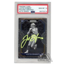 Justin Herbert 2020 Panini Prizm Black White Variation Autograph RC Card #325 PSA/DNA 10 (Yellow)