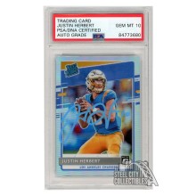 Justin Herbert 2020 Panini Donruss Optic Holo Autograph Rookie Card #153 PSA/DNA 10 (Light Blue)