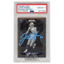 Justin Herbert 2020 Panini Prizm Black White Variation Autograph RC Card #325 PSA/DNA 10 (Light Blue)