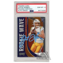 Justin Herbert 2020 Panini Playoff Rookie Wave Autograph Card #RW-4 PSA/DNA 10 (Light Blue)