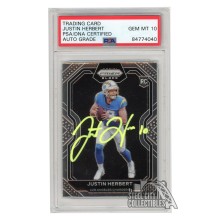 Justin Herbert 2020 Panini Chronicles Prizm Black Autograph RC Card #PB-3 PSA/DNA 10 (Yellow)